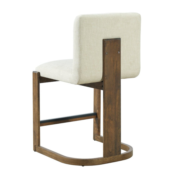 English Elm Modern Linen Upholstered Counter Stools Set of 2 with Rubberwood Legs for Kitchen Island Beige,Walnut N762P395711D