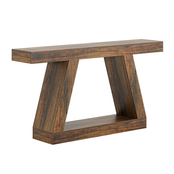 English Elm Modern Farmhouse Console Table Slim Wood Grain Entryway Sofa Accent Piece Dark Brown T3971P456621