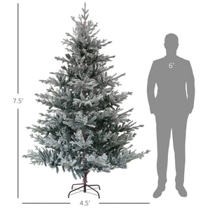 English Elm Homcom 7.5Ft Nordic Pine Snow Flocked Christmas Tree With Easy Assembly & Stable Metal Stand For Holidays W2225P229279