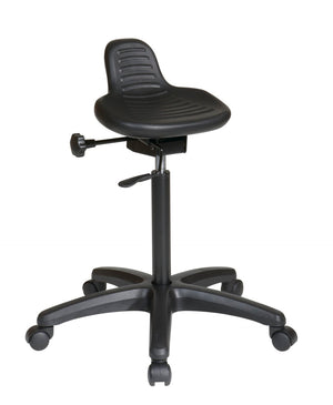 OSP Home Furnishings Saddle Seat Ergonomic Stool with Urethane Cushion Swivel Base for Active Workspaces KH206