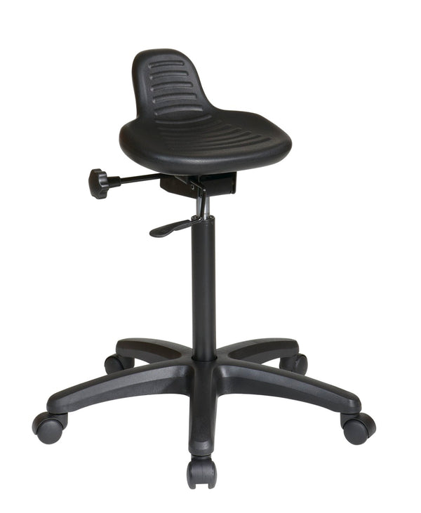OSP Home Furnishings Saddle Seat Ergonomic Stool with Urethane Cushion Swivel Base for Active Workspaces KH206