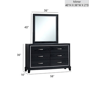 English Elm Livingston Black Frame Mirror G02850-M — Bold Wood-Grain Finish, Wide Low-Distortion Glass Reflector B078P366201