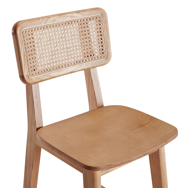 English Elm Versailles Cane Back Wood Counter Stool with Solid Ash Frame, Rattan Seat, 275 lb Capacity, Fully Assembled Natural B365P398032