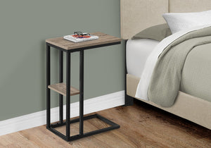 English Elm Accent Table - Sleek C-Shaped Design For Living Room Or Bedroom, Modern Brown Laminate & Black Frame B2710P219398