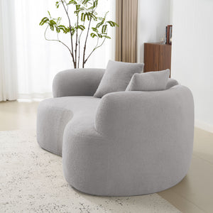 English Elm 66.93 Curved Loveseat 73" Heart-Shaped Teddy Velvet Sofa Full Foam & Spring Support, No-Assembly Cozy Compact Grey W3612P332116