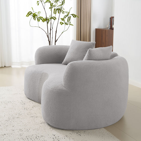 English Elm 66.93 Curved Loveseat 73" Heart-Shaped Teddy Velvet Sofa Full Foam & Spring Support, No-Assembly Cozy Compact Grey W3612P332116