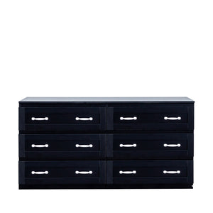 English Elm Modern Black 6-Drawer Side Cabinet with Metal Handles – Spacious Wood Storage Chest for Living Room Bedroom Entryway Organizer W331S00165