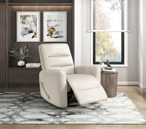 English Elm Glider Swivel Recliner Chair with Smooth Gliding Motion, Breathable Faux Leather, Luxurious Comfort and Space-Saving Design Beige 34 L x 31 W x 26.5 H B011P287699