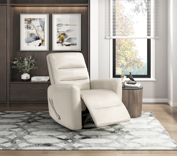 English Elm Glider Swivel Recliner Chair with Smooth Gliding Motion, Breathable Faux Leather, Luxurious Comfort and Space-Saving Design Beige 34 L x 31 W x 26.5 H B011P287699