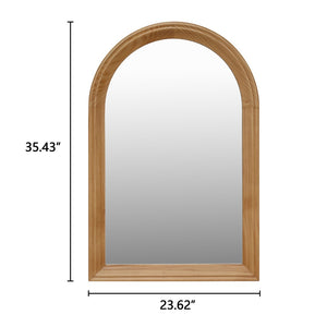 English Elm Arched Oak Wood Wall Mirror Farmhouse Vanity Accent with Distortion Free Glass W2295P414110