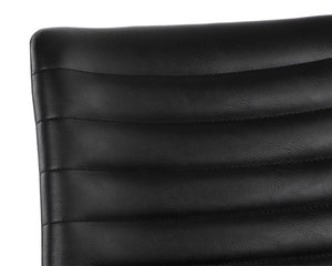 Sunpan Gracen Minimalist Dining Chair with Faux Leather Comfort and Elegant Matte Black Metal Legs Nightfall Black