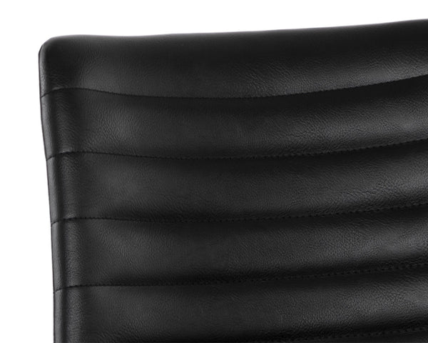 Sunpan Gracen Minimalist Dining Chair with Faux Leather Comfort and Elegant Matte Black Metal Legs Nightfall Black