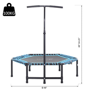 English Elm Exercise Rebounder Trampoline with Adjustable Stability Bar Foldable Steel Frame T3971P386642
