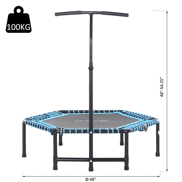 English Elm Exercise Rebounder Trampoline with Adjustable Stability Bar Foldable Steel Frame T3971P386642