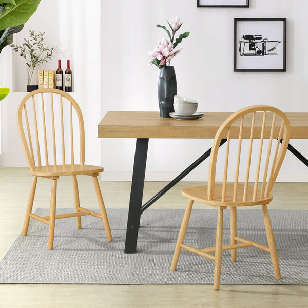 English Elm Christopher Knight Home® - 36 Farmhouse High Back Spindle Dining Chair Set of 2 — Solid Rubberwood, Windsor Back, 300 lb Capacity Natural N771P278374K