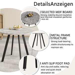 English Elm Modern Minimalist Circular Dining Table – Gray Cement Finish, Compact Design For Cafés & Offices W1727P251172