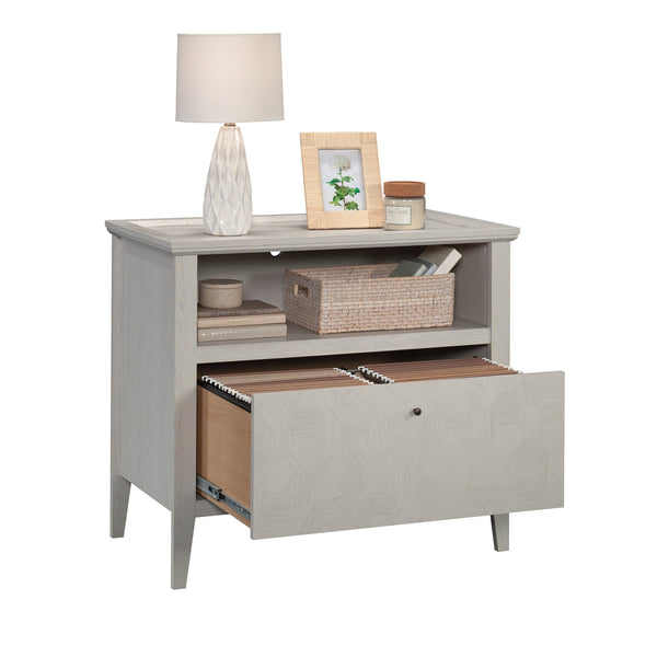 English Elm Lateral File Cabinet In Light Grey Finish - Modern Storage Solution For Home Office & Study Decor B356P354475