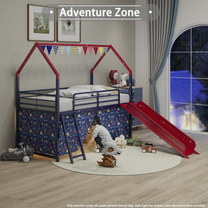 English Elm Jack Metal Junior Twin Loft Bed With Slide & Superhero Curtains - Safe, Fun & Space-Saving Design! B083P354666