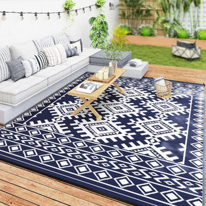 English Elm Outsunny Reversible Polypropylene Outdoor Rug Geometric Pattern Waterproof Patio Camping W2225P485554