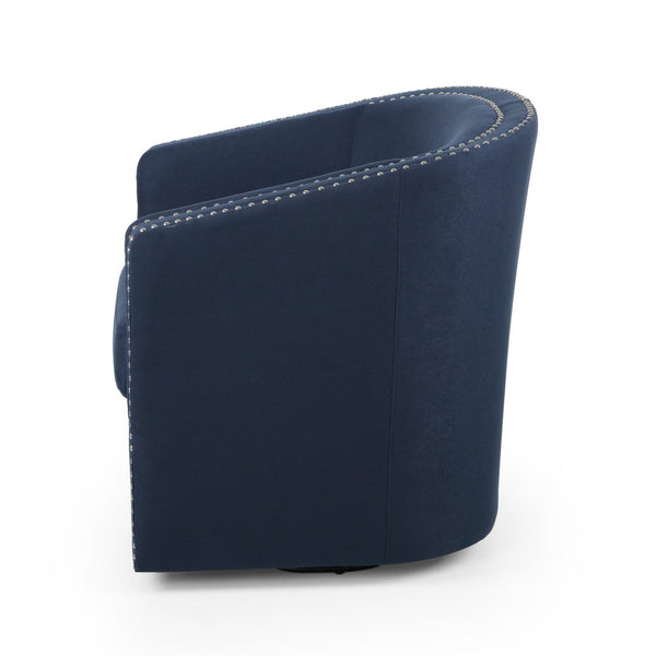 English Elm Christopher Knight Home® - SWIVEL Club Chair in Linen with Double Nailhead Trim, Cozy Tub Design, Iron Legs, No Assembly Required Blue 68404.00BLU
