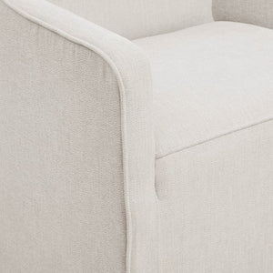 English Elm Skirted Plush Dining Arm Chair with Casters, Solid Wood Frame, 100% Polyester Upholstery, 300lb Capacity B035P203224