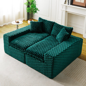 English Elm Luxury Turtle Velvet Multifunctional Sofa - Convertible Green Modular Seating for Family, 400lb Capacity W3371S00043