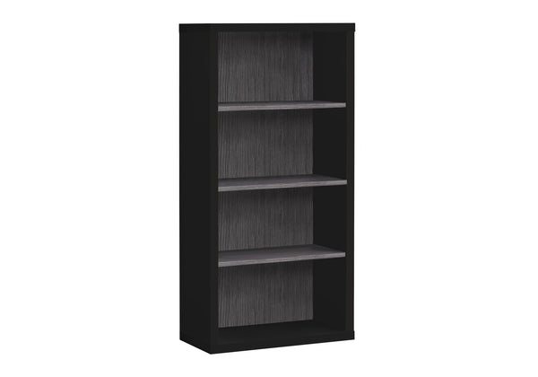 English Elm Bookshelf, 5-Tier 48" Modern Industrial Bookcase with Adjustable Shelves Black & Grey Laminate Decor B2710P219745