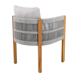 English Elm Christopher Knight Home® - Acacia Outdoor Dining Chairs Set of 2 with Rope Handles, Waterproof Washable Cushions, 400 lb Capacity Grey,Teak N779P279983G