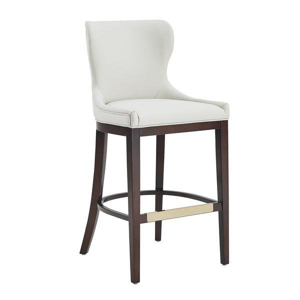 English Elm Blair Wood Upholstered Barstool - Elegant Wingback Design With Durable Beech Frame & Gold Footrest B365P398071
