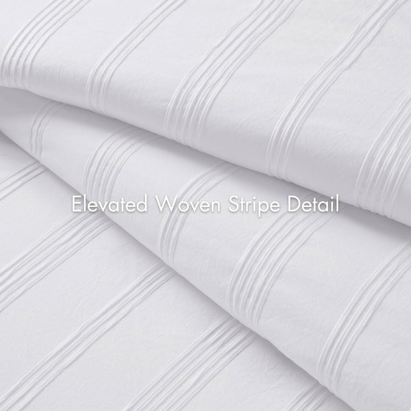 English Elm 7-piece King Striped Woven Comforter Set Neutral Tones Wrinkle Resistant Bedding B035P463213