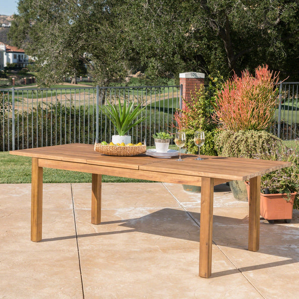 English Elm Christopher Knight Home® - WILSON Acacia Expandable Dining Table – Rustic Slat Panel Design, Sturdy Box Legs, Perfect Outdoor Entertaining (72"L) 60322.00