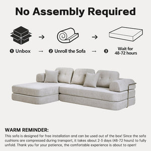 English Elm 104" Boneless Chenille Sectional Sofa with Chaise Deep Memory Foam Seats Living Room Light Grey W3565S00022
