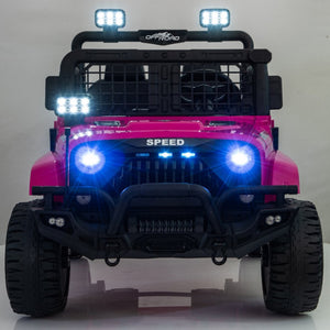 English Elm 24v Dual Motor Two Seat Kids Electric Ride on Car with Remote Control and Bluetooth Audio Pink W1578P305898