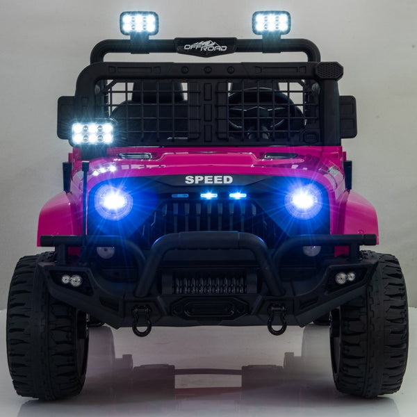 English Elm 24v Dual Motor Two Seat Kids Electric Ride on Car with Remote Control and Bluetooth Audio Pink W1578P305898