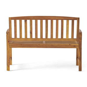 English Elm Christopher Knight Home® - LOJA Bench - Acacia Wood Outdoor Bench with Ergonomic Curved Backrest, Durable Stable Construction Teak 57495.00ACA
