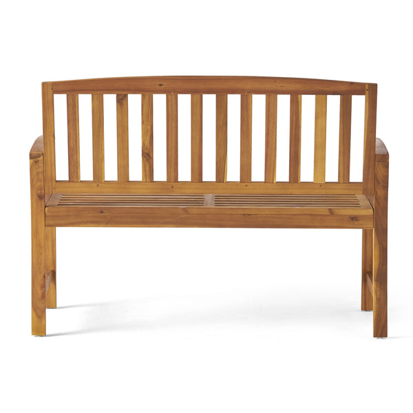 English Elm Christopher Knight Home® - LOJA Bench - Acacia Wood Outdoor Bench with Ergonomic Curved Backrest, Durable Stable Construction Teak 57495.00ACA