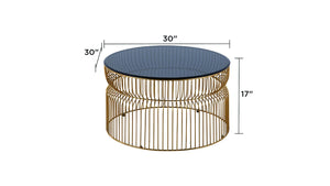 English Elm CT901 Modern round 30" coffee table with tinted tempered glass top and open metal frame for style and durability Gold B009P306192
