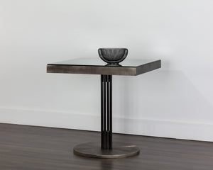 Sunpan Terry Bistro Table - Luxurious Glass Top with Exquisite Bronzed Gunmetal Frame and Unique Design Square - 30W x 30D x 30H
