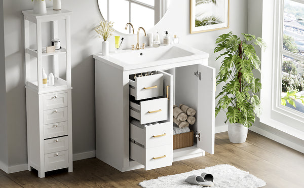 English Elm 30'' Bathroom Vanity With Elegant Ceramic Sink, Solid Wood Frame, Soft-Close Doors & Ample Storage N710P191970K