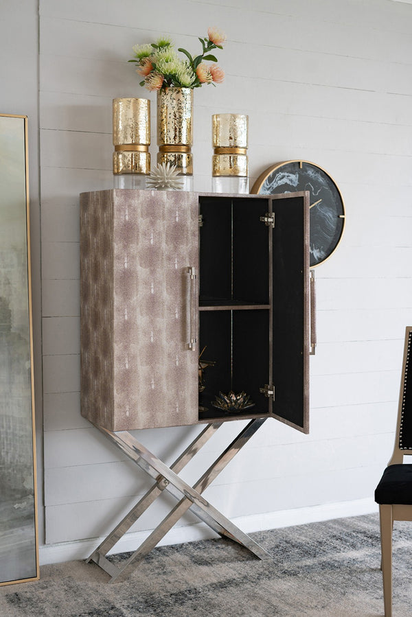 English Elm 27.6x13.8x59.1" Tall Freestanding Storage Cabinet with Patterned Flannel and Metal Pulls W2078P180418