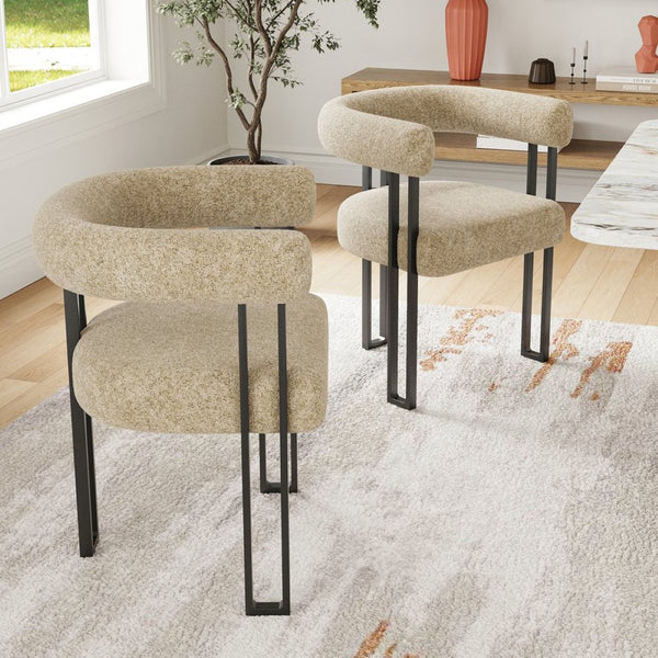 English Elm Counter Height Stools Set of 2 Mid-century Metal Legs Ergonomic Kitchen Island Seating Khaki T3623P432018