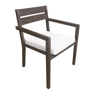 English Elm U_style Solid Acacia Wood Patio Dining Set Six Stackable Chairs Cushions Modern Outdoor Gray WY000459AAE