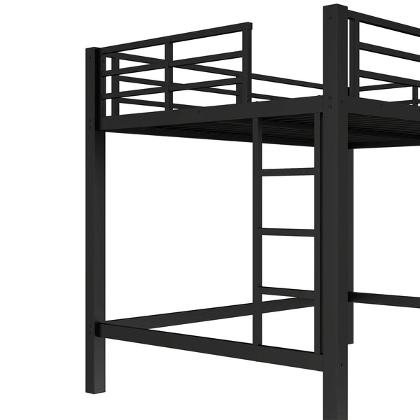 English Elm Full Metal Loft Bed with Sturdy Frame, Easy-Climb Ladder, Guardrails & Underbed Storage Space Black W1580P370678