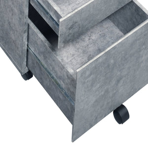 English Elm Silver Faux Concrete 3-Drawer File Cabinet on Casters — Mobile, Manual-Close Storage for Office & Home B062P184519