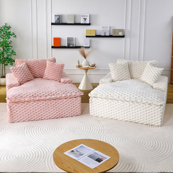 English Elm 51 Compact Comfort Sofa with Turtle Fleece, Sponge Support, Two Pillows, 400lb Capacity for Small Spaces White W3371P326404