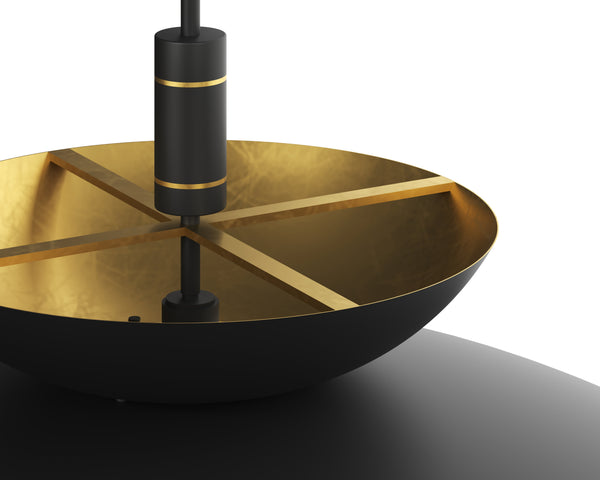 Sunpan Timea Pendant Light - Modern Tiered Dome Design in Matte Black & Brass for Stunning Home Illumination