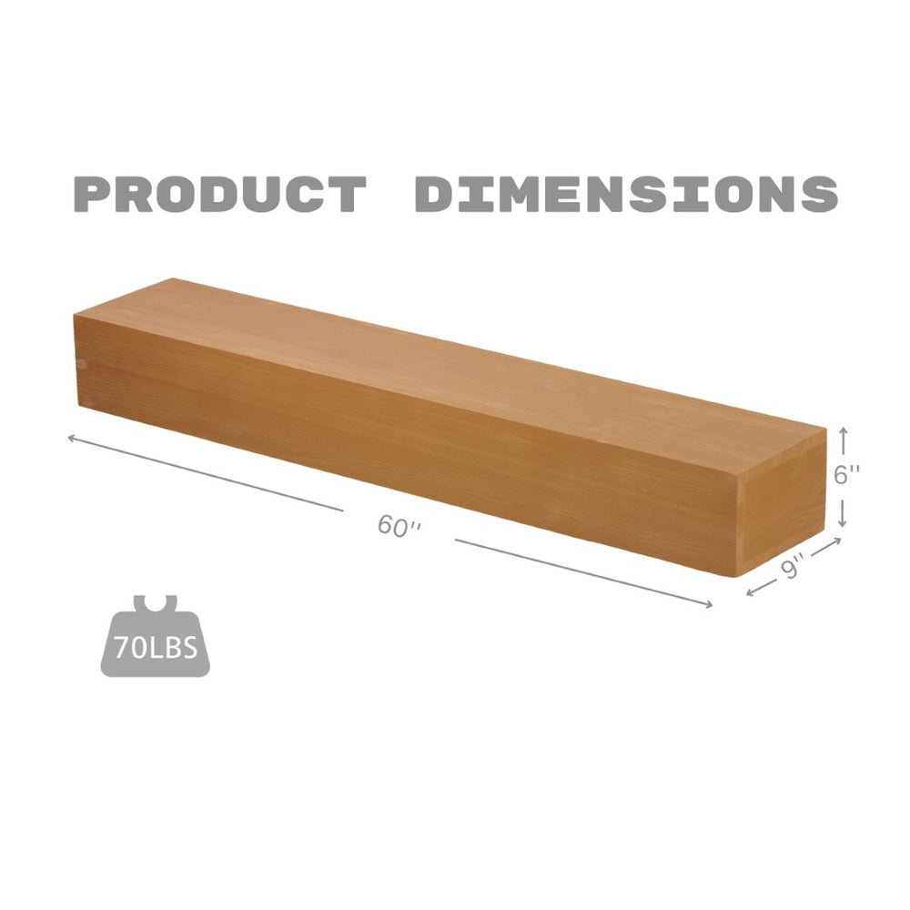 English Elm 60'' Solid Fir Wood Fireplace Mantel Floating Shelf for Farmhouse Living Room Decor Light Brown W2640P386627