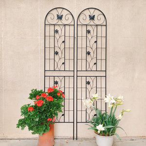 English Elm 4 Pack Powder-coated Metal Garden Trellis Panels Rustproof Climbing Plant Support Outdoor W1586P268028