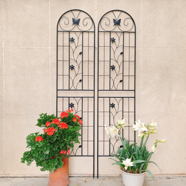 English Elm 4 Pack Powder-coated Metal Garden Trellis Panels Rustproof Climbing Plant Support Outdoor W1586P268028