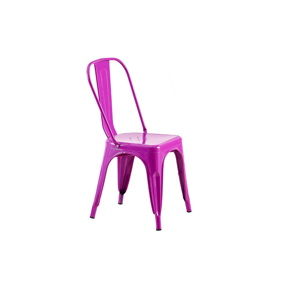 English Elm Set Of 2 High Gloss Purple Metal Dining Chairs - Stackable, Lightweight, Easy-Clean, Modern Design B347P383107-GIGA